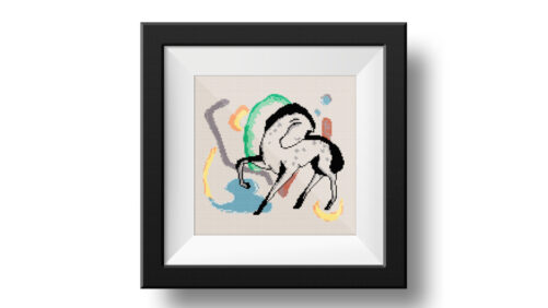 cross stitch pattern of Franz Marc and the simple horse