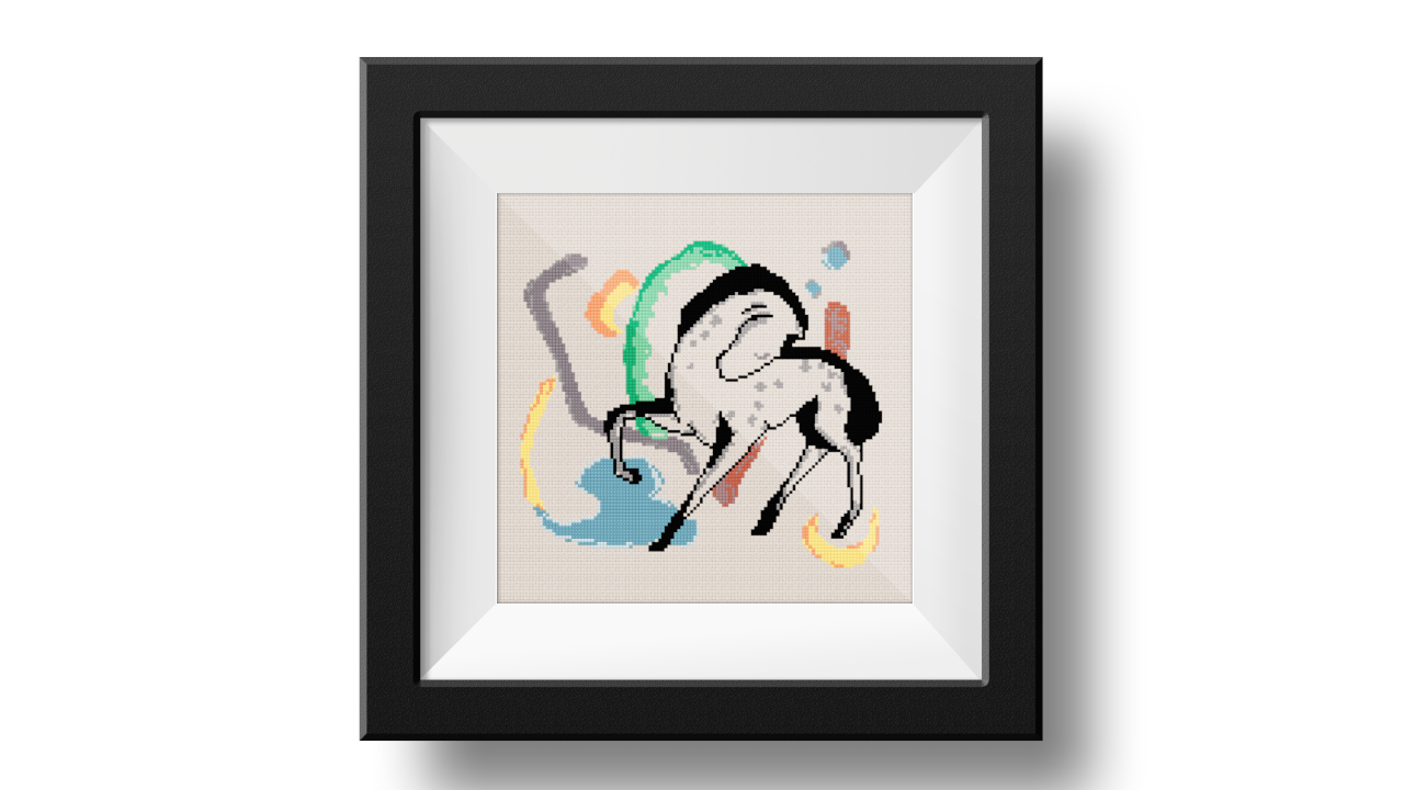 cross stitch pattern of Franz Marc and the simple horse
