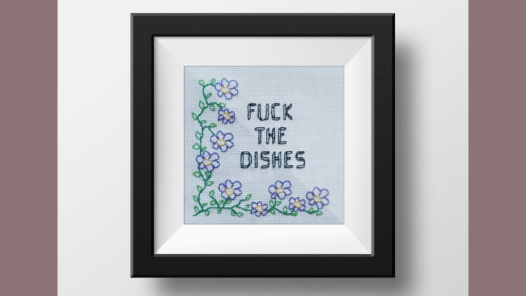 Backstitch embroidery pattern of flowers