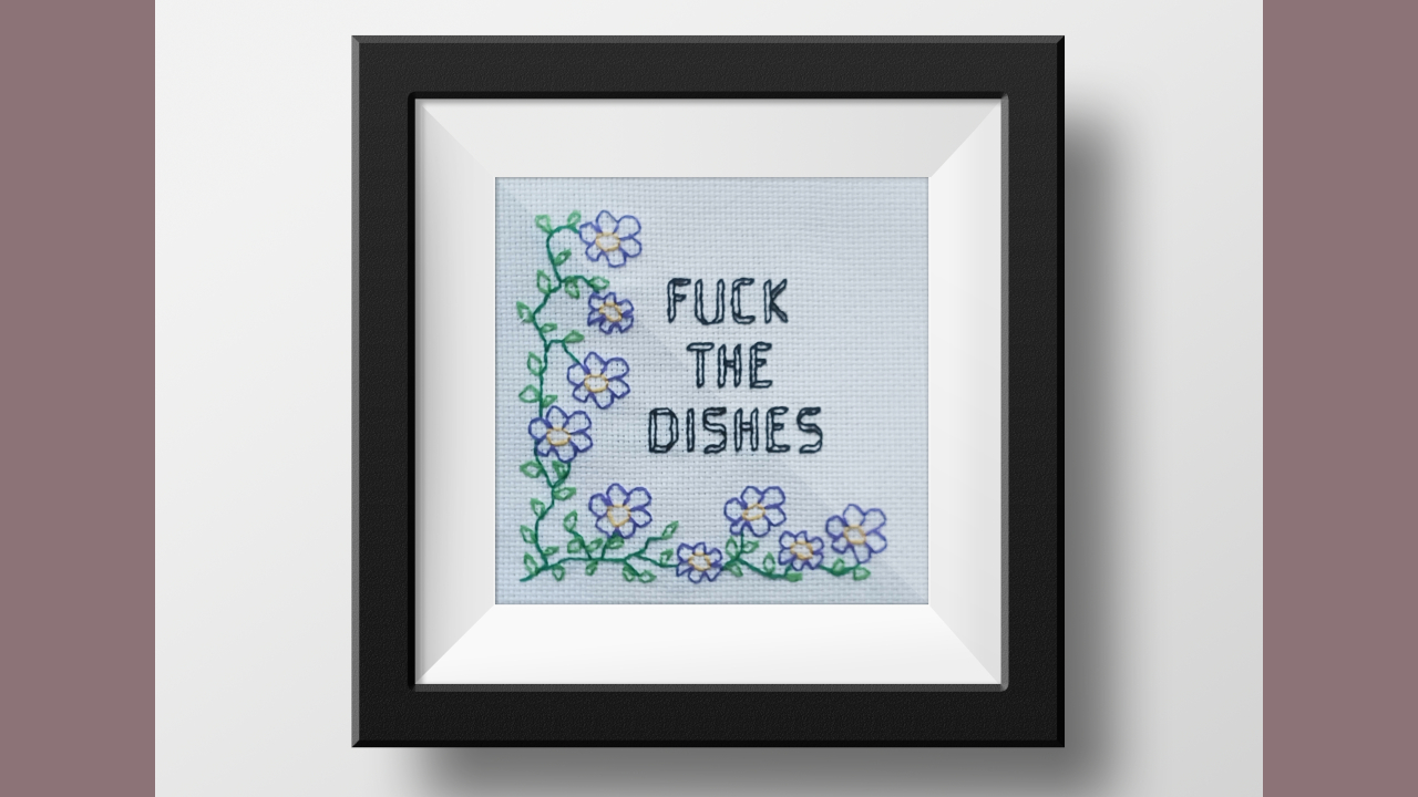 Backstitch embroidery pattern of flowers