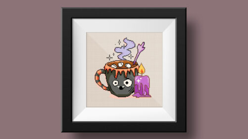 Hot cocoa for Halloween cross stitch pattern