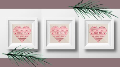 cross stitch heart in frames