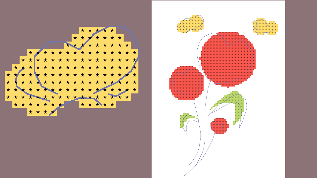 Cross stitch with hearts and flowers