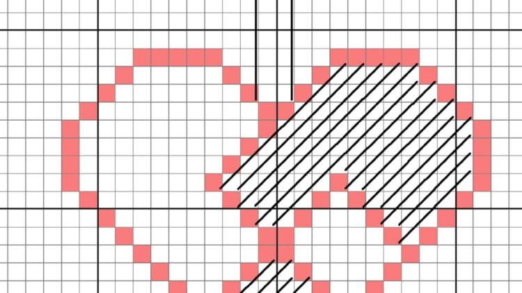 Julehjerte med streger