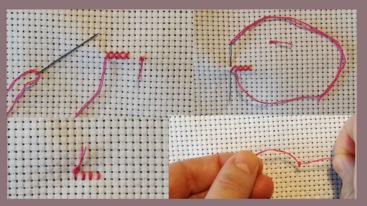 Start på broderi med knuder