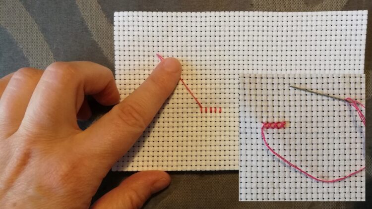 Start på broderi med løse ender