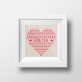 cross stitch heart god jul