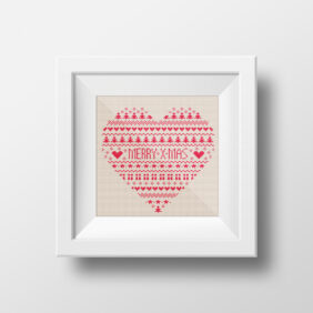 cross stitch heart merry xmas
