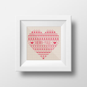 cross stitch heart merry yule