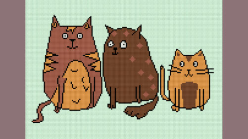 Cross stitch pattern for three cats