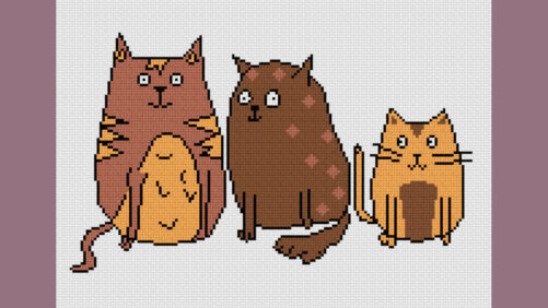 Cross stitch pattern for three cats