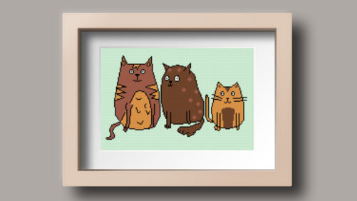Cross stitch pattern for three cats
