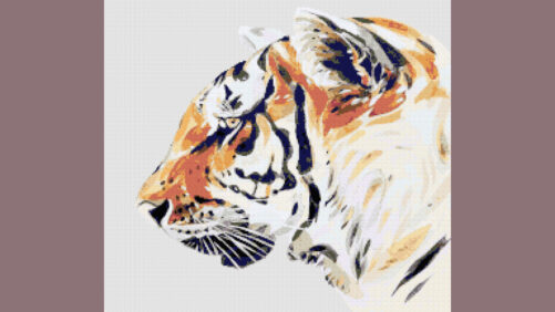 Tigerprofil i akvarel